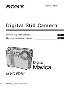 Sony MVC FD 81 manual. Camera Instructions.